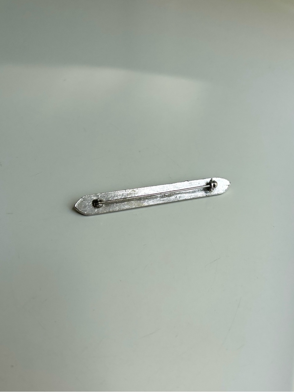 Vintage Silver Clear Rhinestone Bar Brooch - Picture 7 of 8